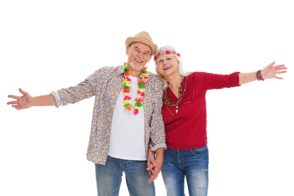 Seniorenpaar wie ein Hippie gekleidet - Foto, Bild