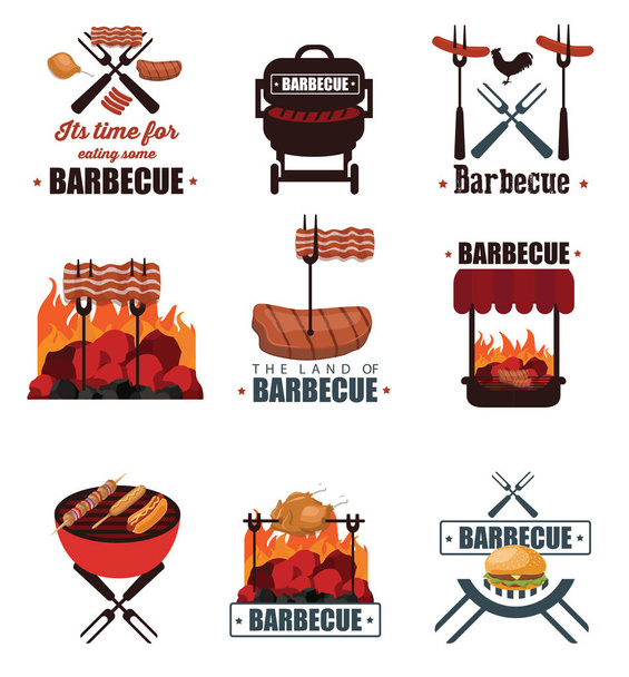 Set of barbecue icons - Διάνυσμα, εικόνα