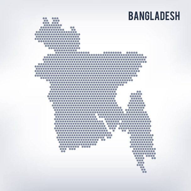 Vector zeshoek kaart van Bangladesh op een grijze achtergrond - Vector, afbeelding