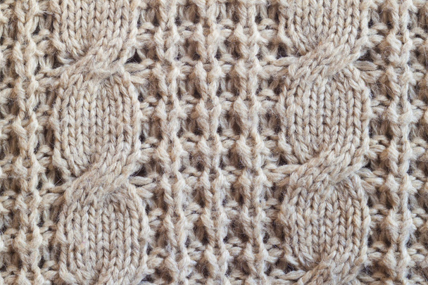 Krémes kötött gyapjú a téli szövet textúra b meleg ruhák - Fotó, kép