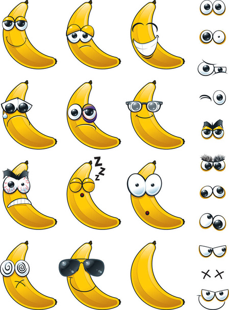 Set Emoticones de Plátano
 - Vector, imagen