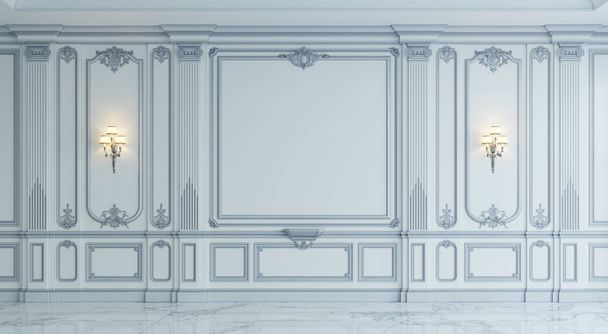 Paneles de pared de estilo clásico con plateado. renderizado 3d
 - Foto, Imagen