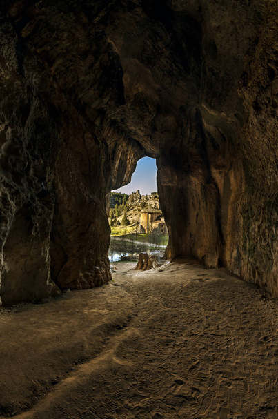 view of a Templar chapel from inside a cave - Photo, Image