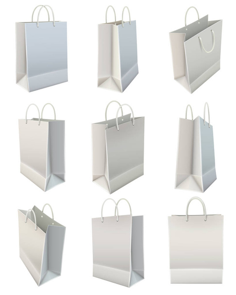 Nákupní taška Set bílý prázdný papír - Vektor, obrázek