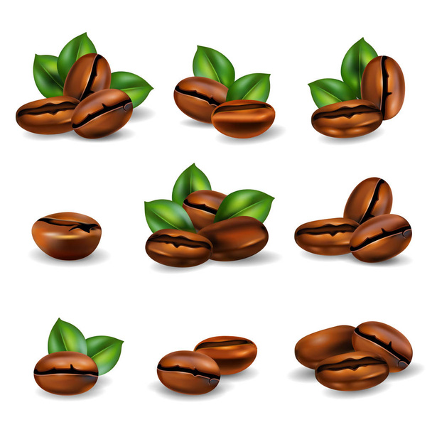 Coffee Beans Realistic Set - Vector, Image