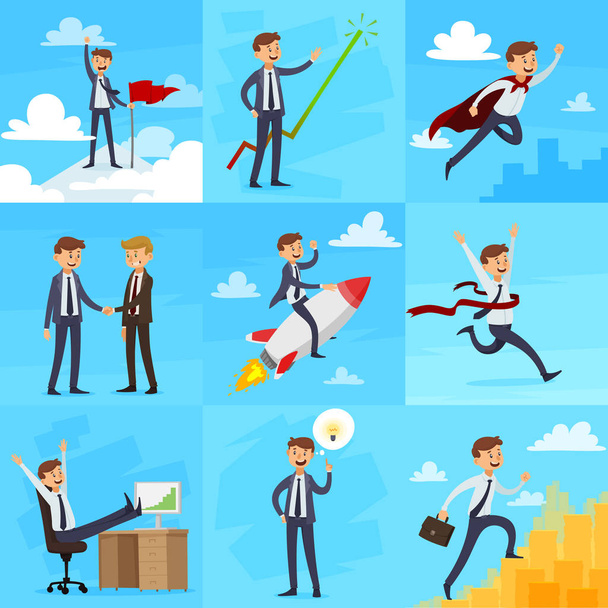 Career Growth Icons Set - Vector, Image