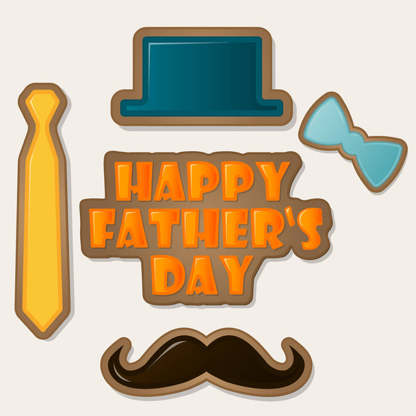 Father Day. Gingerbread bow, hat, tie and mustache. - Vector, Image
