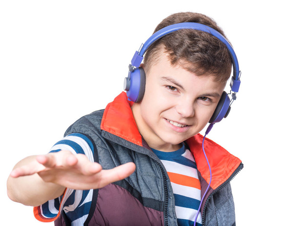 Teen boy with headphones - Foto, imagen