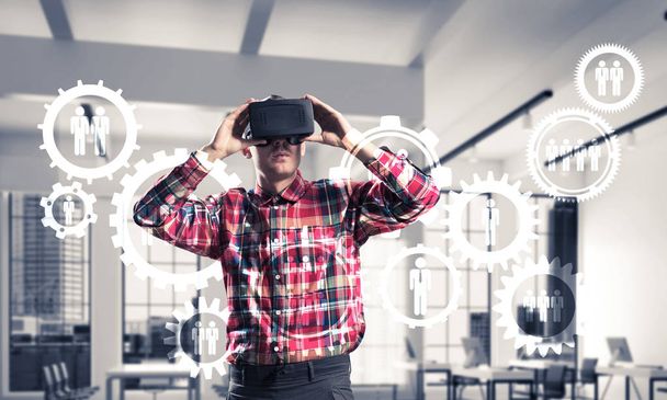  man with virtual reality headset - Fotó, kép