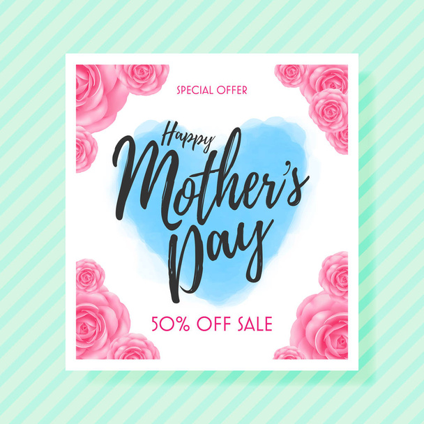 Μητέρες ημέρα πώληση με όμορφο λουλούδι για ευχετήρια κάρτα, Banner - Διάνυσμα, εικόνα
