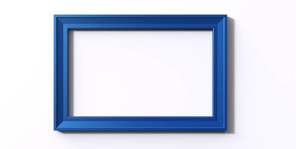 3D-rendering van moderne geïsoleerde hangende blauwe kleur foto frame o - Foto, afbeelding