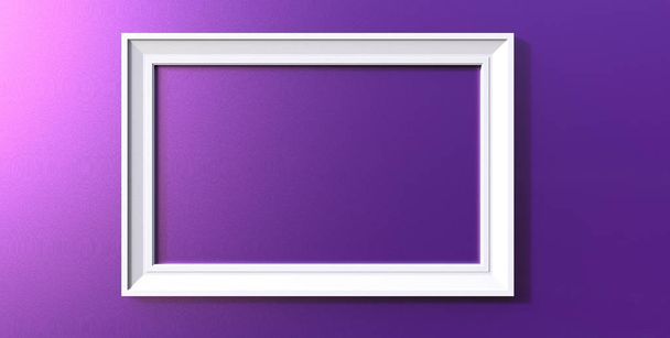 3D рендеринг современной висячей белой цветной фоторамки на фиолетовой
 - Фото, изображение