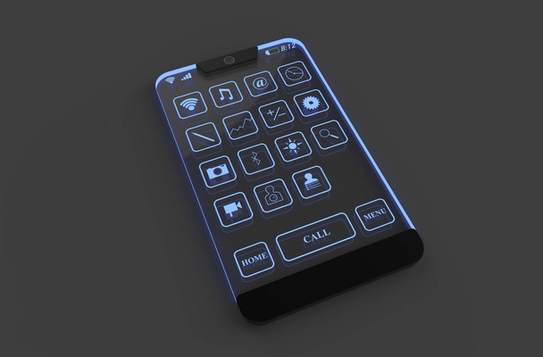 Modern transparent phone 3d illustration - 写真・画像