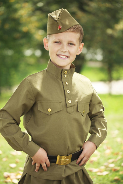 Little boy in military uniform of the Soviet Army  - Fotografie, Obrázek