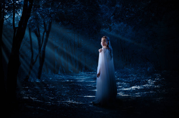Elven girl in the forest - Foto, Imagen