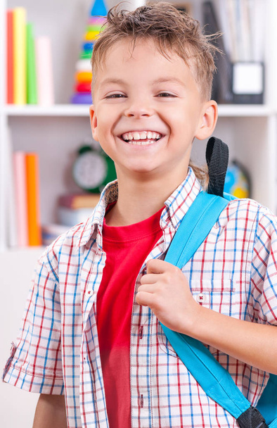 Boy with school bag - Фото, зображення