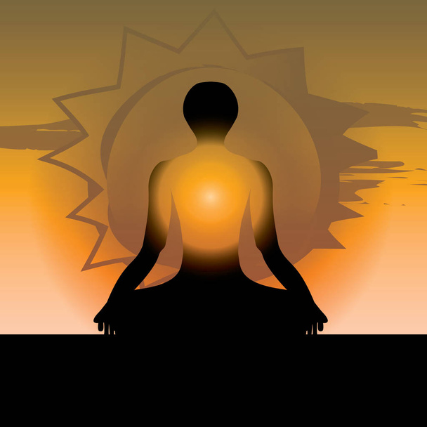 Медитация на рассвете
 - Вектор,изображение