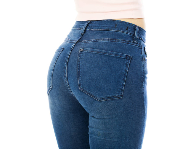 Female body part denim jeans, back view - Фото, зображення