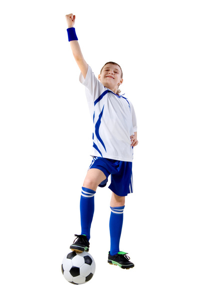 bir top atan futbolcu bir çocuk - Fotoğraf, Görsel