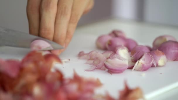  Φέτα κρεμμυδιού για μαγειρική ταϊλανδικό τροφίμων - Πλάνα, βίντεο