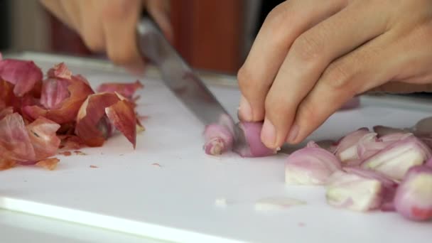  Μαγειρική ταϊλανδικό τροφίμων από τον τεμαχισμό λαχανικών - Πλάνα, βίντεο