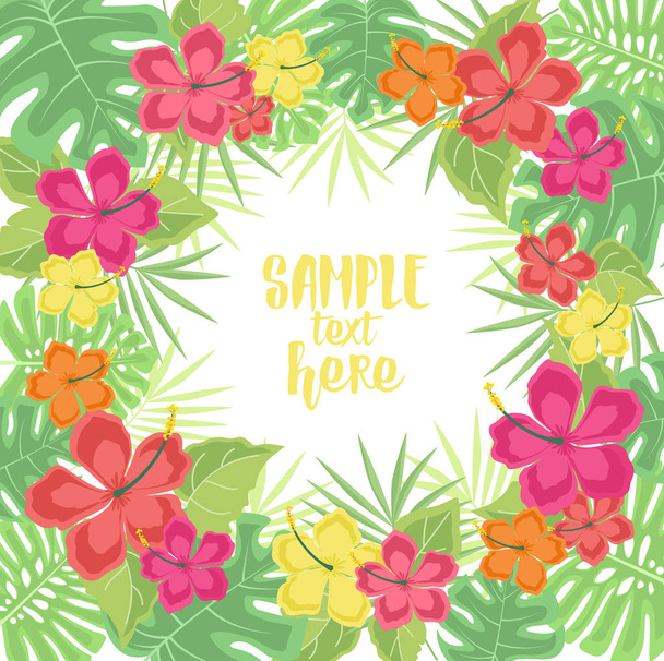 Background with tropical flowers - Vector, Image