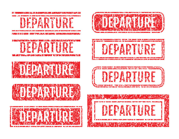 Departure Rubber Stamps Grunge Style With Scratches Set - Vector, Image