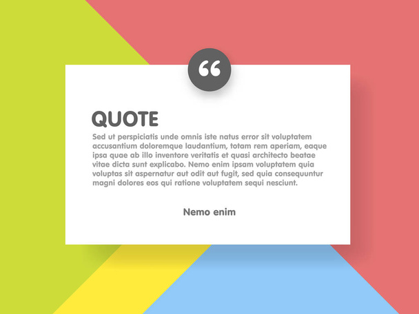 Material design style background and quote rectangle with sample text information vector illustration template - Vector, Image