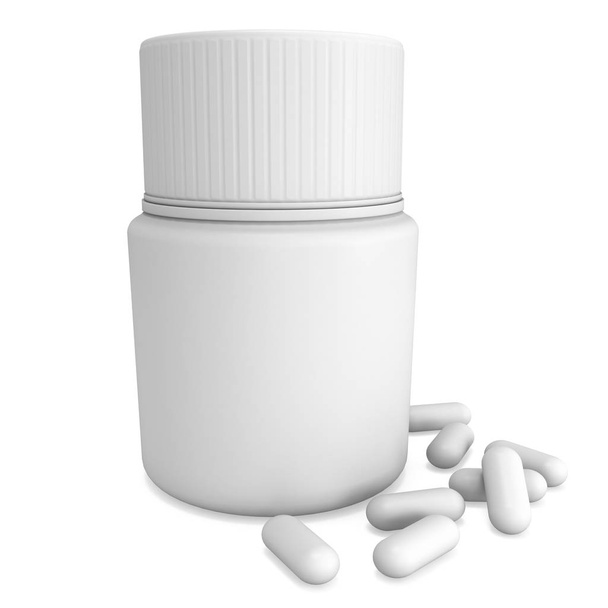 Garrafa de pílulas de plástico em branco
 - Foto, Imagem