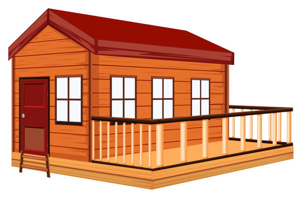 Casa de madera con terraza
 - Vector, imagen