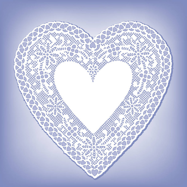 Lace Doily Heart Place Mat, Pastel Blue Background - Vector, Image