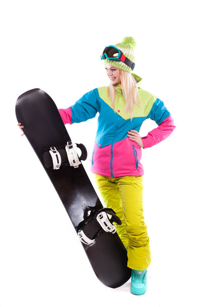 красива молода жінка зі сноубордом
 - Фото, зображення