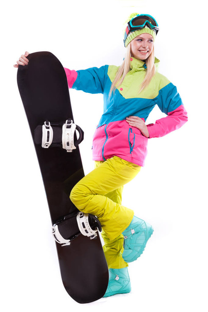 beautiful young woman with snowboard - Valokuva, kuva