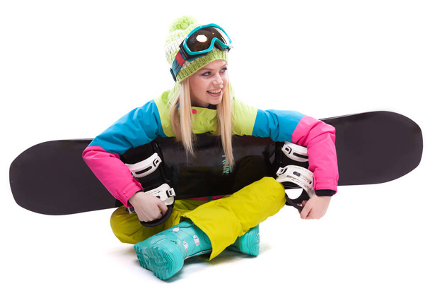 belle jeune femme avec snowboard
 - Photo, image