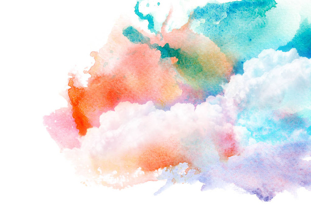 Watercolor illustration of sky with cloud. - Foto, afbeelding