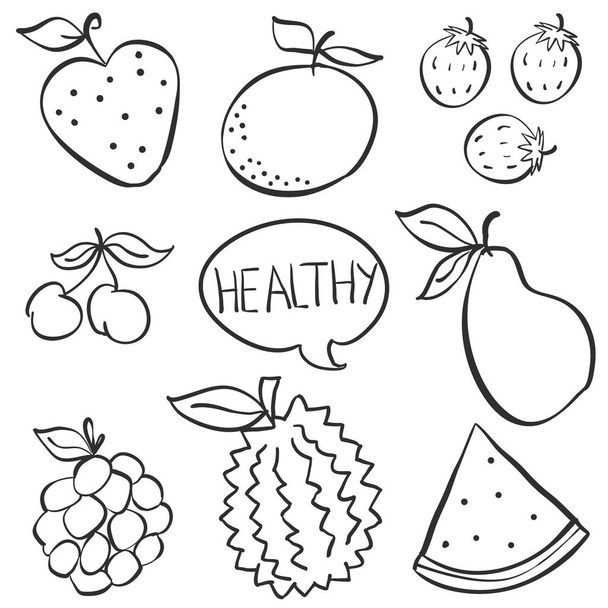 Doodle of fruit various hand draw - Vector, Imagen
