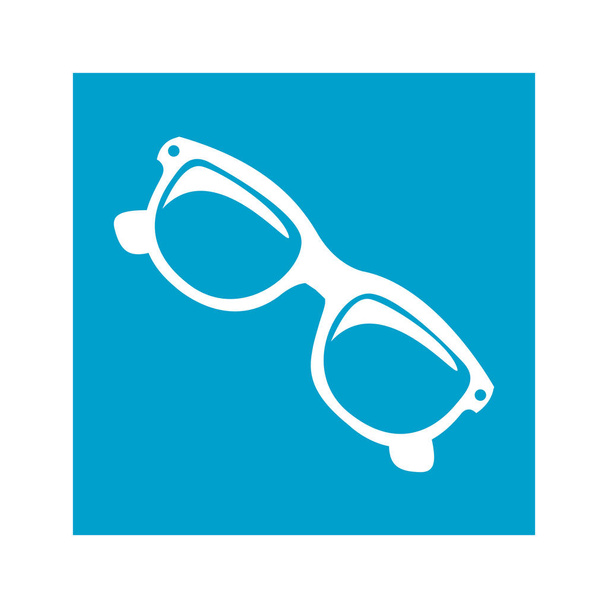 niebieski kwadrat ramki z ikoną okulary przeciwsłoneczne - Wektor, obraz