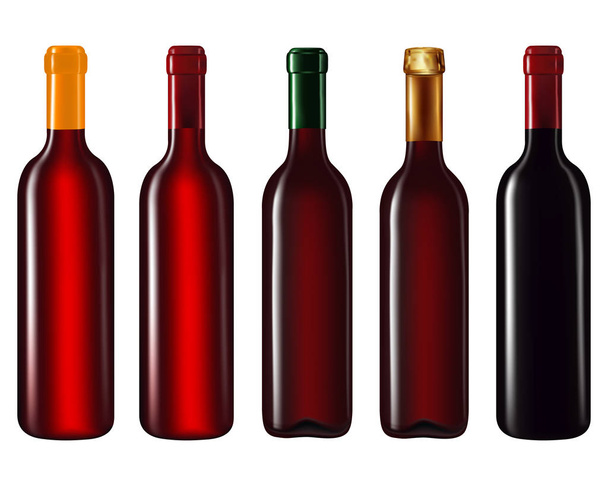 Wine bottles in row  - Вектор,изображение