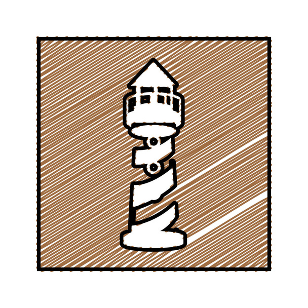 цветной карандашный рисунок квадратной рамы с башней маяка
 - Вектор,изображение