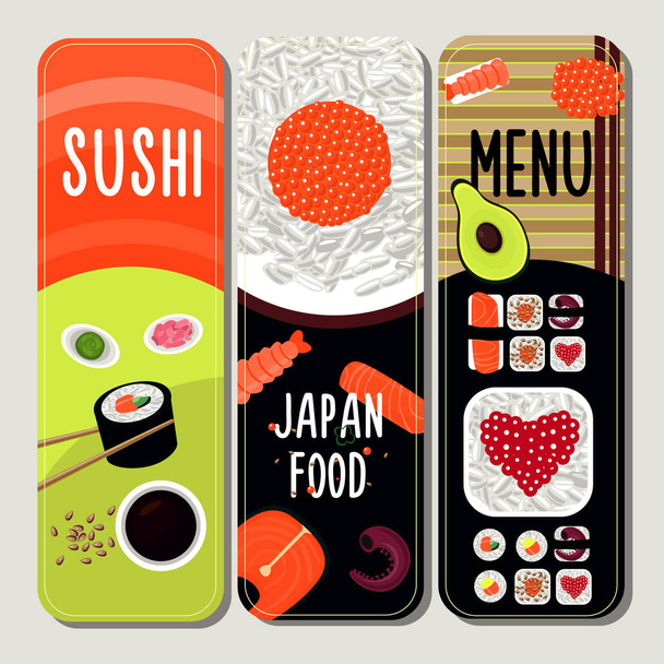 Traditional Japanese Food Vertical Banners - Вектор, зображення