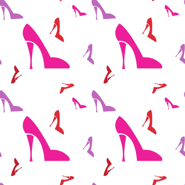 Pink Female Shoe Seamless Pattern - Vektör, Görsel
