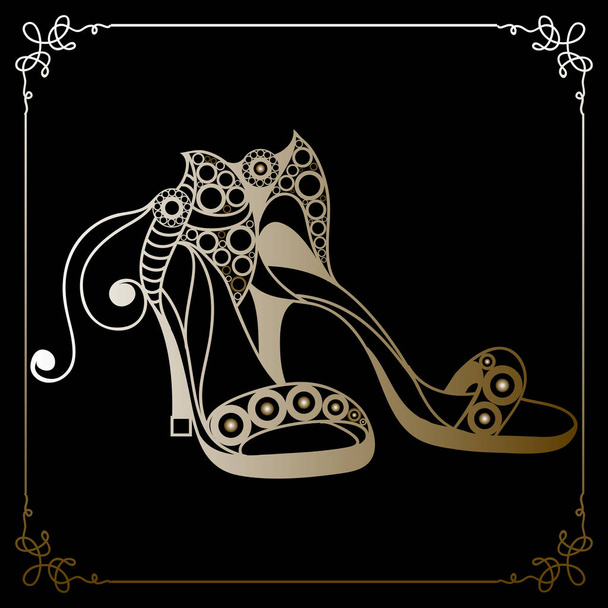 Graficzny ilustracja ozdobny buty 4 - Wektor, obraz