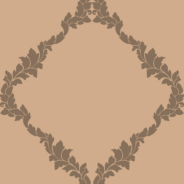 Damask seamless pattern intricate design. Luxury royal ornament, victorian texture for wallpapers, textile, wrapping. Exquisite floral baroque lacy flourish repeting tile in soft beige color - Vector, Imagen