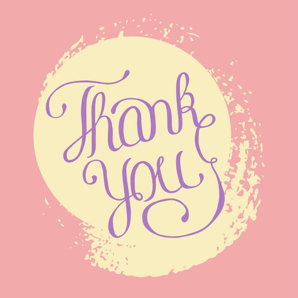Hand lettering thank you on grunge brush background - Vecteur, image