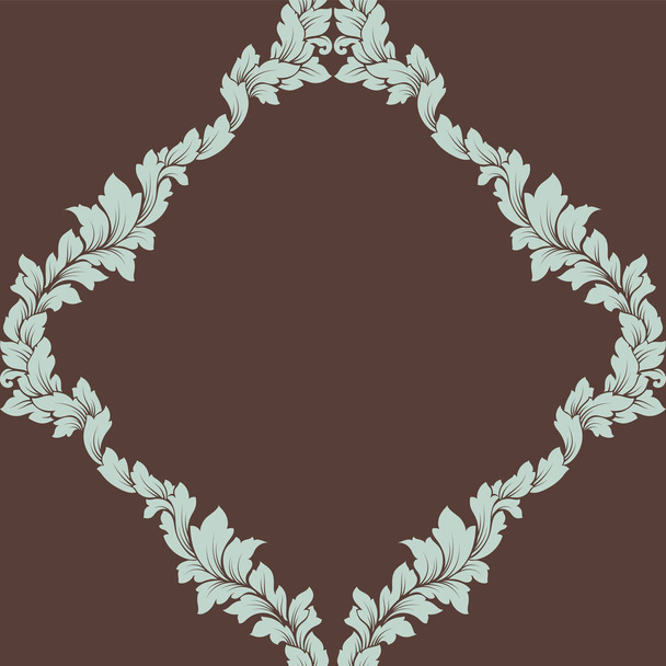 Varrat nélküli mintás damaszt motívum. Luxus királyi dísz, viktoriánus textúra háttérképek, textil-, csomagoló. Gyönyörű virágos barokk csipkés virágzik ismétlődő csempe, barna és világoskék - Vektor, kép