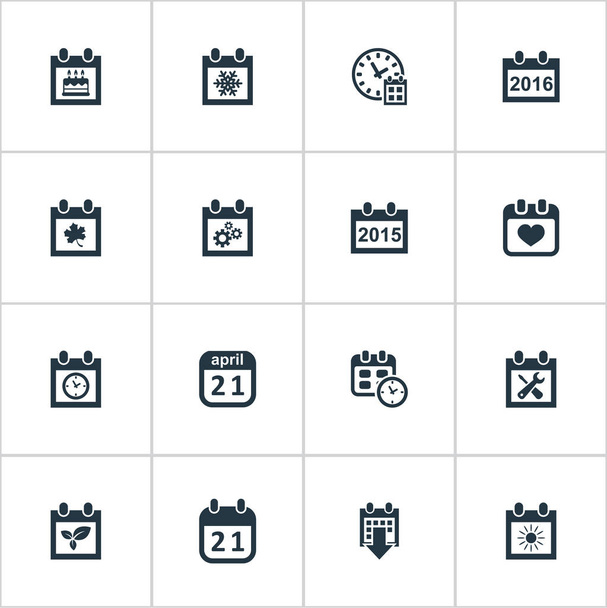 Векторный набор Simple Date Icons. Elements Plant, Summer Calendar, Annual and Other Synonyms April, Data And Special
. - Вектор,изображение