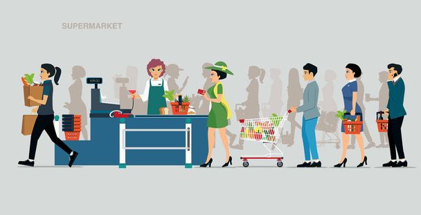 Пункты выплат супермаркетов
 - Вектор,изображение