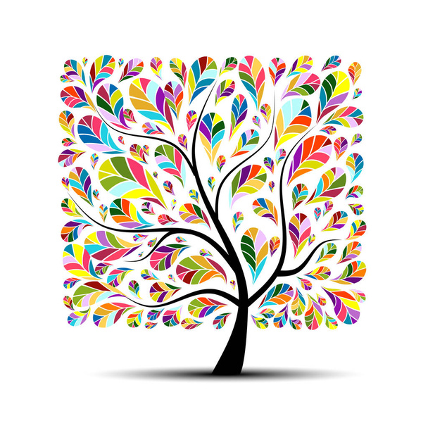 Colorful art tree for your design - Διάνυσμα, εικόνα