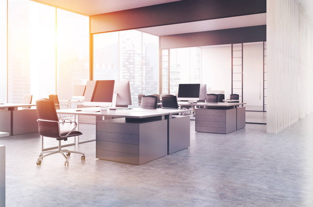 Gray open office area, toned - Фото, изображение