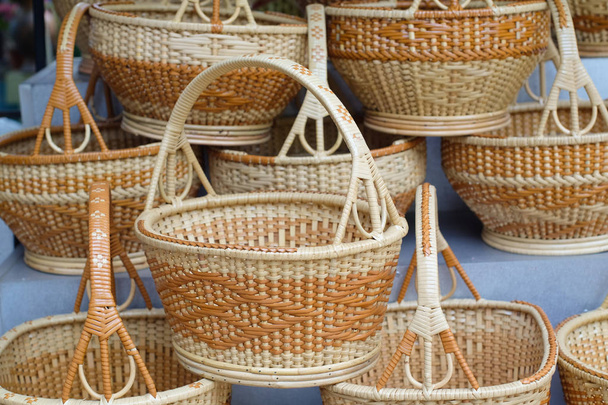 竹かごバスケット織り - 写真・画像